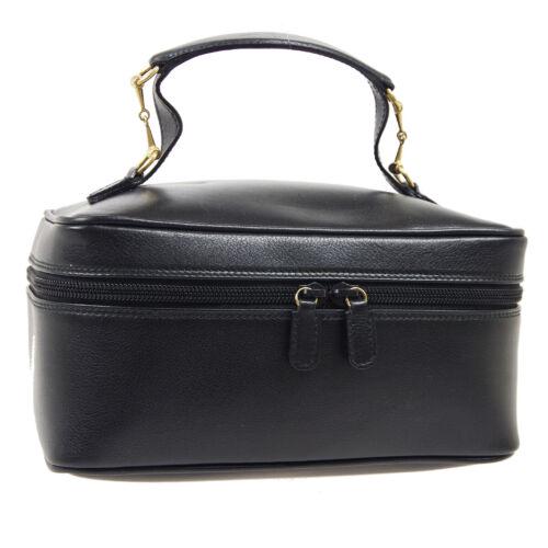 Authentic GUCCI Horsebit Cosmetic Vanity Hand Bag: Size: Medium Color: Black Model: Cosmetic Bag MPN: Does Not Apply Country/Region of Manufacture: Italy Closure: Zip Department: Women Occasion: Casual Style: Cosmetic bag Brand: GUCCI Handle Style: To