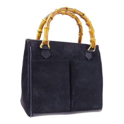 Authentic GUCCI Bamboo Line 2way Hand Tote Bag Navy: Size: Medium Color: Navy Model: Bamboo Line Closure: Magnet Country/Region of Manufacture: Italy Occasion: Casual Style: Hand Tote Bag Brand: GUCCI Bag Height: 7.1 Bag Depth: 4.5 Product Line: Gucci B