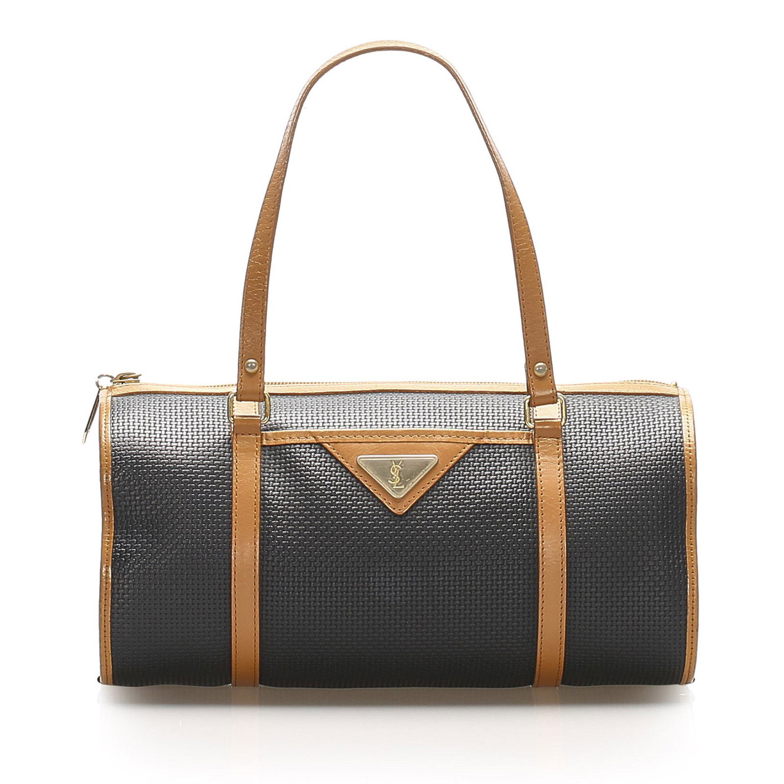 Authentic YSL Weave Handbag: This handbag features a weaved PVC body with leather trim an exterior front slip pocket flat leather handles a top zip closure and an interior zip pocket. Brand: YSL Model: Weave Handbag Origin: Franc