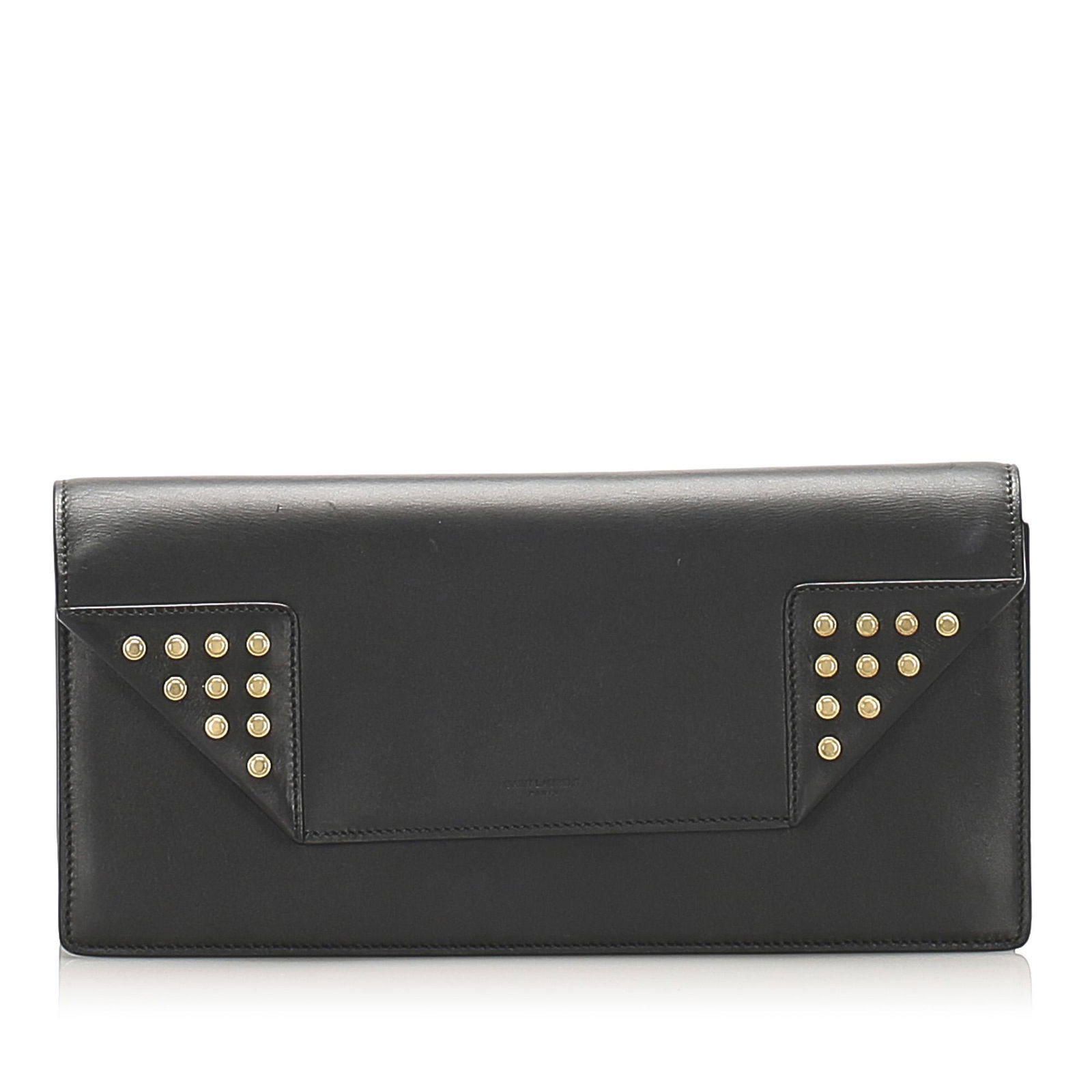 Authentic YSL Betty Leather Clutch Bag: The Betty clutch bag features a leather body a top flap with snap button closure and an interior slip pocket. Brand: YSL Model: Betty Leather Clutch Bag Origin: France Category: Bags Color: Black Styl