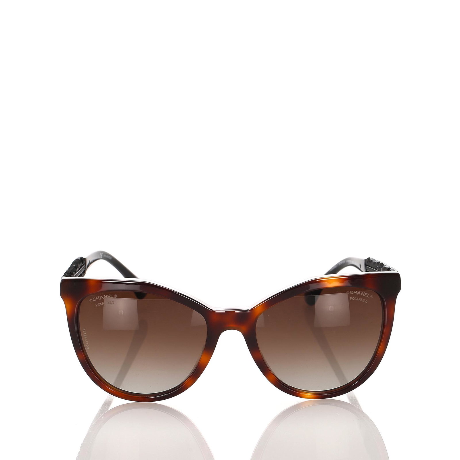 Authentic Chanel Bijou Butterfly Tinted Sunglasses: These sunglasses feature an acetate body and tinted lenses. Brand: Chanel Model: Bijou Butterfly Tinted Sunglasses Origin: France Category: Accessories Color: Brown Style: Others Material: Plastic Con