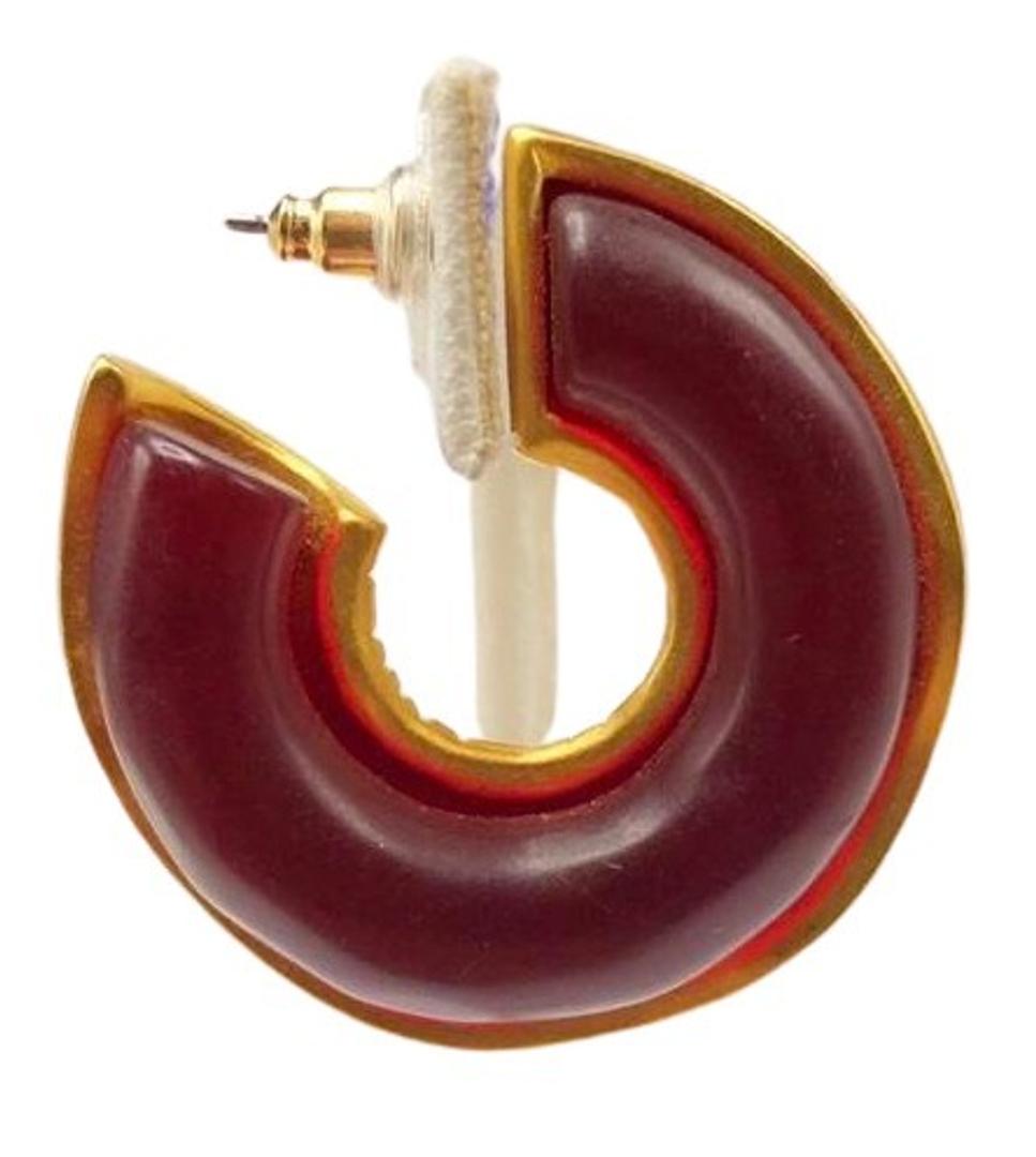 Authentic Karl Lagerfeld Two Tone Gold & Red Lucite: Brand: Karl Lagerfeld Style: Hoop Hallmark:: Yes Fastening: Pierced, Post Category: Earrings Materials: Costume Meta, Lucite Size: Other Remarks: All Bidhaus items come with a 100% money-back authenti