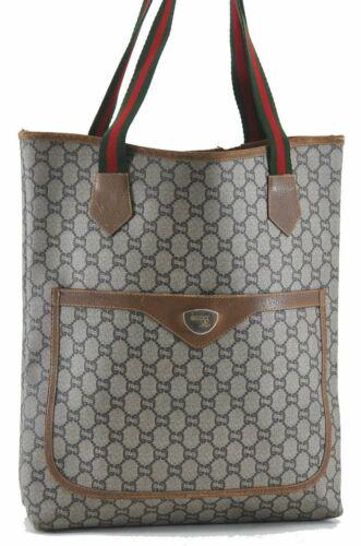 Auth GUCCI GG Plus Web Sherry Line Shoulder Tote Bag: Brand: GUCCI Bag Height: 15inches (38cm) Material: PVC Bag Depth: 3.1inches (8cm) Style: Tote Bag MPN: Does not apply Color: Brown Bag Length: 14.2inches (36cm) Department: Women Handle Drop: 9.8inche