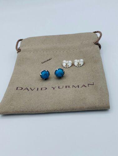 David Yurman Chatelaine Earrings with Turquoise: Country/Region of Manufacture: Unknown lot: No Style: Studs Signed?: Unsigned Fastening: Butterfly Size: 10mm Main Stone Color: Blue Main Stone: Turquoise Gender: Female Metal: Sterling Silver Waist S