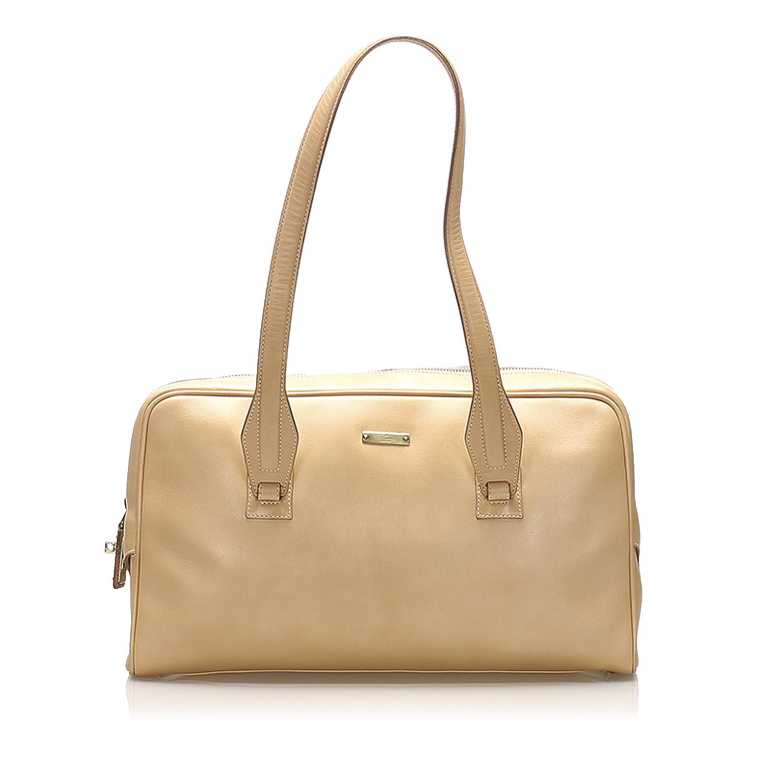 Authentic Gucci Leather Shoulder Bag: This shoulder bag features a leather body flat straps and a top zip closure. Brand: Gucci Model: Leather Shoulder Bag Origin: Italy Category: Bags Color: Brown Style: Others Material: Leather Conditio