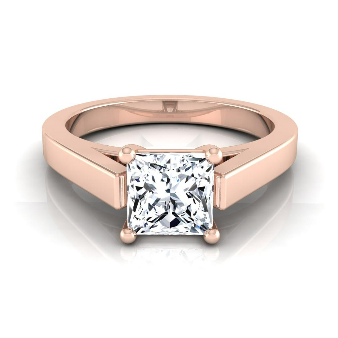 1ctw Princess Cut Diamond Solitaire Engagement Ring: A Classic Statement Of Style, This Igi-certified Diamond Solitaire Engagement Ring Showcases A 1-carat Princess Cut Center On A Squared Edge Shank And Cathedral Setting In 14k Rose Gold 14k Rose Gold 