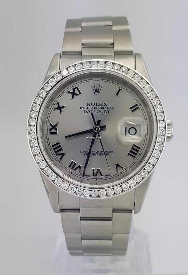 Authentic Rolex Datejust 36mm/Diamond White Gold: Basic Info Brand: Rolex Model: Datejust Reference number: 16244 sro Movement: Automatic Case material: Steel Bracelet material: Steel Year of production 2000 Condition Very good (Worn with little to n