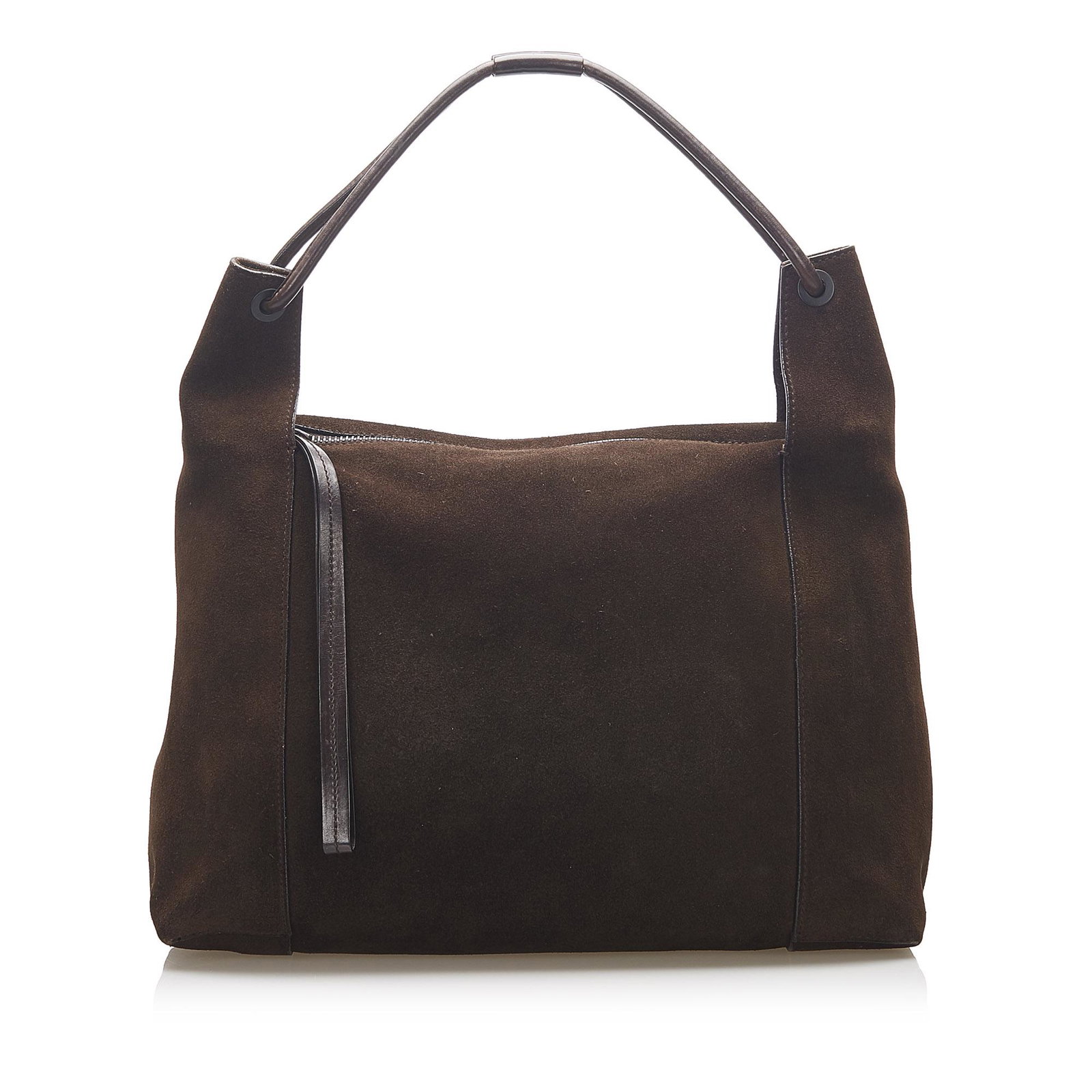 Authentic Gucci Suede Shoulder Bag: This shoulder bag features a suede leather body rolled straps top zip interior compartments and an interior zip pocket. Brand: Gucci Model: Suede Shoulder Bag Origin: Italy Category: Bags Color: Brown