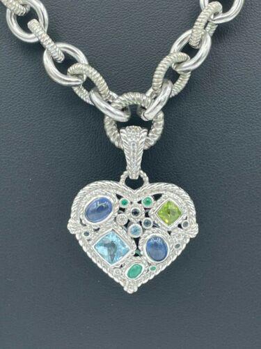 Judith Ripka Sterling Silver GENUINE Emerald Sapphire &: Condition: \nPre-owned: An item that has been used or worn previously. See the sellerâ€™s listing for full details and description of any imperfections.\nSee all condition definitions- opens in a