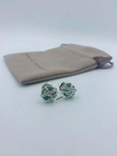 David Yurman Sterling Silver Cable Wrap Earrings: Main Stone: Prasiolite Secondary Stone: Diamond Brand: David Yurman Metal Purity: 925 parts per 1000 Fastening: Butterfly Main Stone Color: Green Metal: Sterling Silver Total Carat Weight: 0.05 Ct Dia