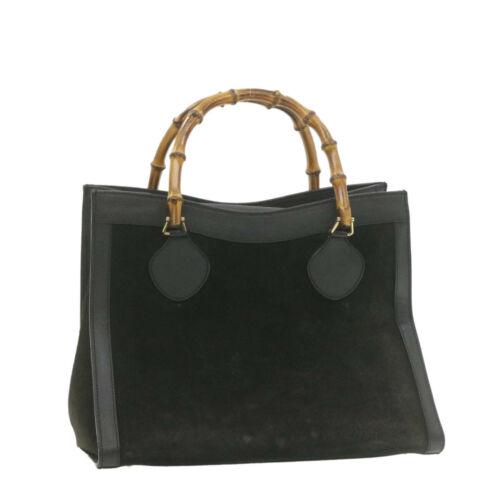 Authentic GUCCI Bamboo Hand Bag Black Suede Leather: Brand: GUCCI Size: W35 x H28 x D14cm(Approx) Color: Black Country/Region of Manufacture: Italy Material: Suede Type: unknown Style: Backpack Department: Woman UPC: Does not apply EAN: Does not apply A