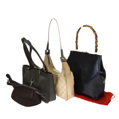 Authentic GUCCI 4 Pile Set Shoulder Hand Bag Leather: Size: Medium Color: Black Beige Khaki Brown Model: GG Closure: Snap Zip Purse Country/Region of Manufacture: Italy Occasion: Casual Department: Women Brand: GUCCI Style: Shoulder Hand Bag Bag Depth: A