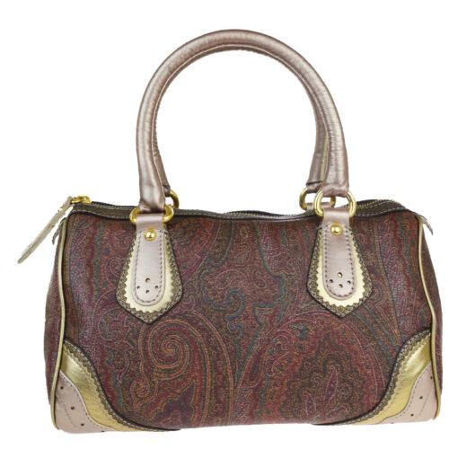 Authentic ETRO Logo Paisley Hand Bag PVC Leaather: Brand: ETRO Size: Medium Material: PVC Leather Bag Width: 11.2 Style: Hand Bag Bag Height: 6.3 Color: Bordeaux Bag Depth: 6.3 Department: Women Country/Region of Manufacture: Italy All Bidhaus items c