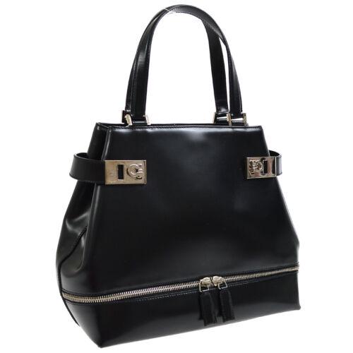 Authentic Salvatore Ferragamo Gancini Hand Bag Purse: Size: Medium Features: Inner Pockets Accents: Logo Color: Black Model: Hand Bag MPN: Does Not Apply Country/Region of Manufacture: Italy Closure: Magnetic Department: Women Occasion: Casual Style: Han