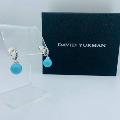 David Yurman 9mm Solari Turquoise Diamonds Drop: Total Carat Weight: 0.053 Main Stone Color: Blue Style: Drop/Dangle Main Stone: Turquoise Fastening: Butterfly Metal: Sterling Silver Secondary Stone: Diamond Turquoise Brand: David Yurman All Bidhaus