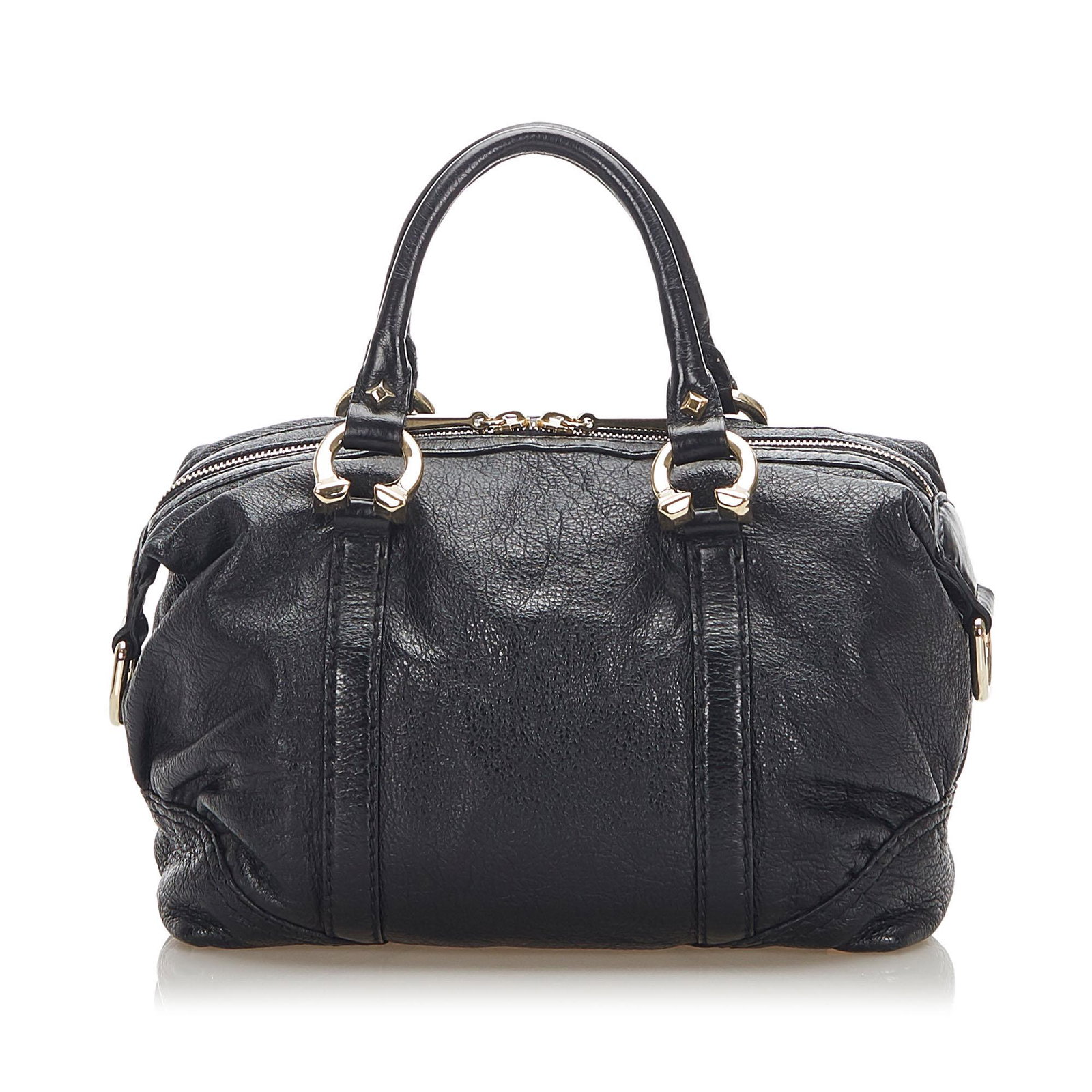 Authentic Gucci Horsebit Nail Leather Boston: The Horsebit Nail features a leather body rolled leather handles a top zip closure and an interior zip pocket. Brand: Gucci Model: Horsebit Nail Leather Boston Origin: Italy Category: Bags Color: Blac