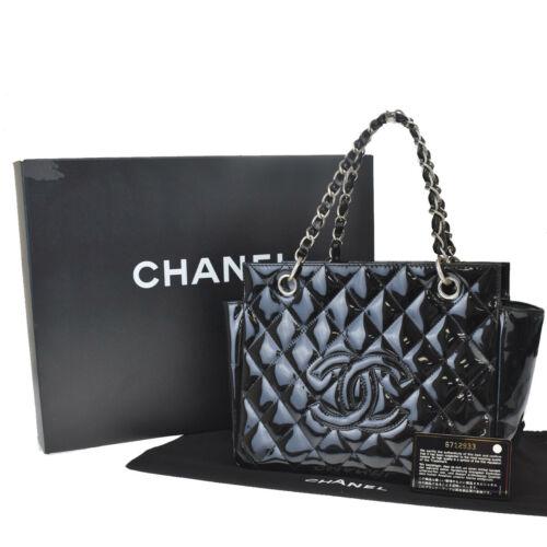 Authentic CHANEL CC PST Quilted Chain Hand Bag Patent: Brand: CHANEL Bag Depth: 5.9 Material: Patent Leather Lining Material: Leather Style: Hand Bag Model: Petite Shoppers Tote Hand Bag Color: Black Occasion: Casual Department: Women Country/Region of Ma