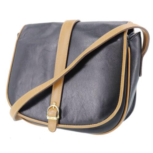 Authentic CELINE Logos Shoulder Bag Brown Black Leather: Inside Pockets: 1 Hardware Color: Gold Department: Women Bag Length: 7.8 Pattern: Logos Bag Depth: 2.3 Lining Color: Black Brand: CELINE Lining Material: Leather Style: Shoulder Bag Bag Height: 7.0 Co