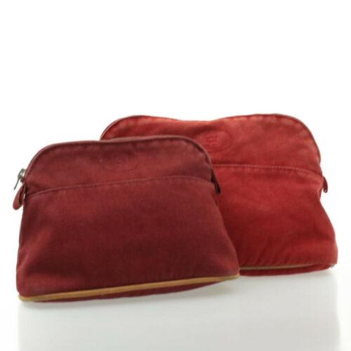 Authentic HERMES Cotton Bolide MM PM 2Set Pouch Red: Size: PM : W18 x H14 x D6cm(Approx) Material: Cotton Country/Region of Manufacture: France Color: Red Style: Pouch Brand: HERMES UPC: Does not apply All Bidhaus items come with a 100% money-back authe