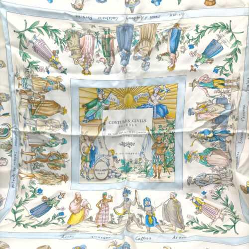 Authentic Hermes scarf Carre 90 Costumes Civils Light: Condition: \nPre-owned: An item that has been used or worn previously. See the sellerâ€™s listing for full details and description of any imperfections.\nSee all condition definitions- opens in a