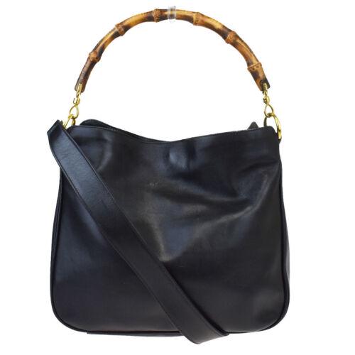 Authentic Gucci Bamboo 2Way Leather Handbag Shoulder: Brand: Gucci Closure: Magnet Material: Leather Occasion: Business Style: Handbag Shoulder bag Country/Region of Manufacture: Italy Color: Black Personalize: No Department: Women Year Manufactured: 202