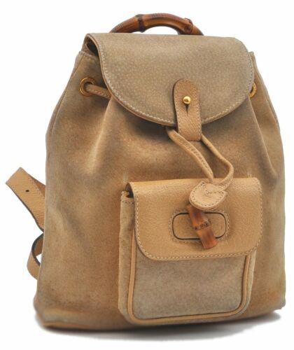 Authentic GUCCI Bamboo Backpack Suede Leather Beige: Brand: GUCCI Bag Height: 8.9inches (22.5cm) Material: Suede/Leather Bag Depth: 2.8inches (7cm) Style: Backpack MPN: Does not apply Color: Beige Serial Number: 00320580030 Department: Women Bag Length:
