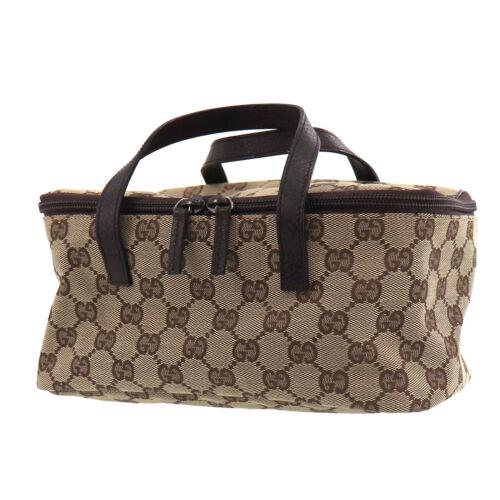 Authentic GUCCI Original GG Canvas Hand Bag Brown: Size: Medium Brand: Gucci Country/Region of Manufacture: Italy Bag Depth: 5.1 Department: Women Handle/Strap Material: Leather Style: Hand Bag Lining Color: Brown Bag Height: 4.7 Inside Pockets: 0 Pro