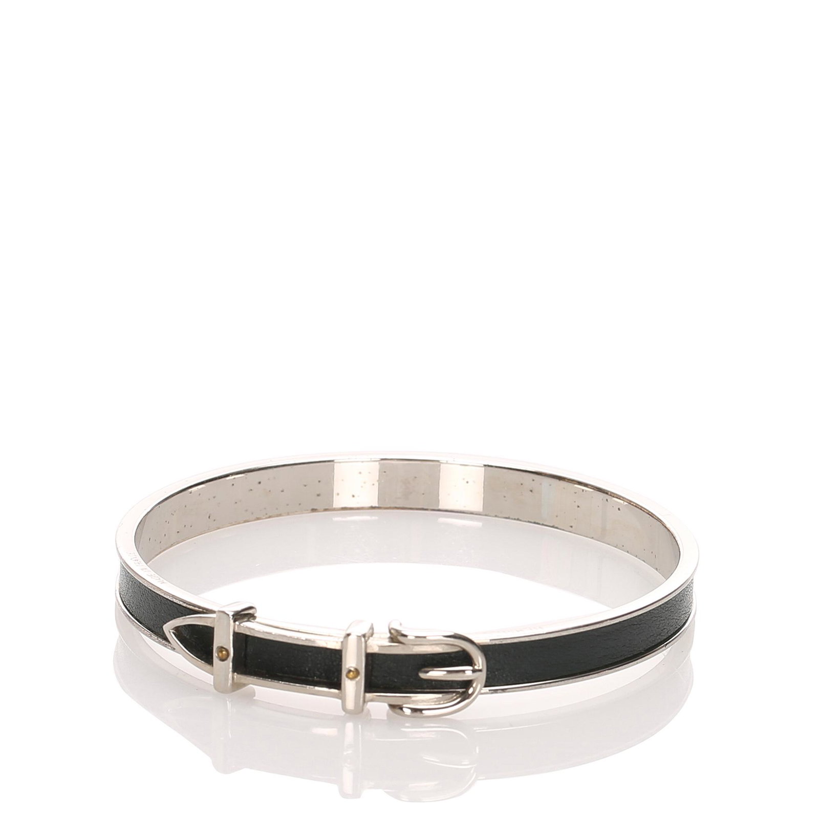 Authentic Hermes Enamel Bangle: This item qualifies for FREE DOMESTIC SHIPPING to customers in the USA This bracelet features a printed enamel hardware. Brand: Hermes Model: Enamel Bangle Origin: France Category: Costume Color: Silv