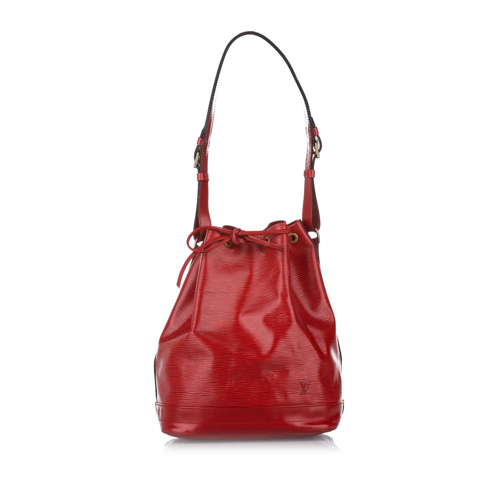 Authentic Louis Vuitton Epi Noe: This item qualifies for FREE DOMESTIC SHIPPING to customers in the USA The Noe features Epi leather an adjustable shoulder strap a drawstring closure Alcantara lining and an interior zip pocket. Brand