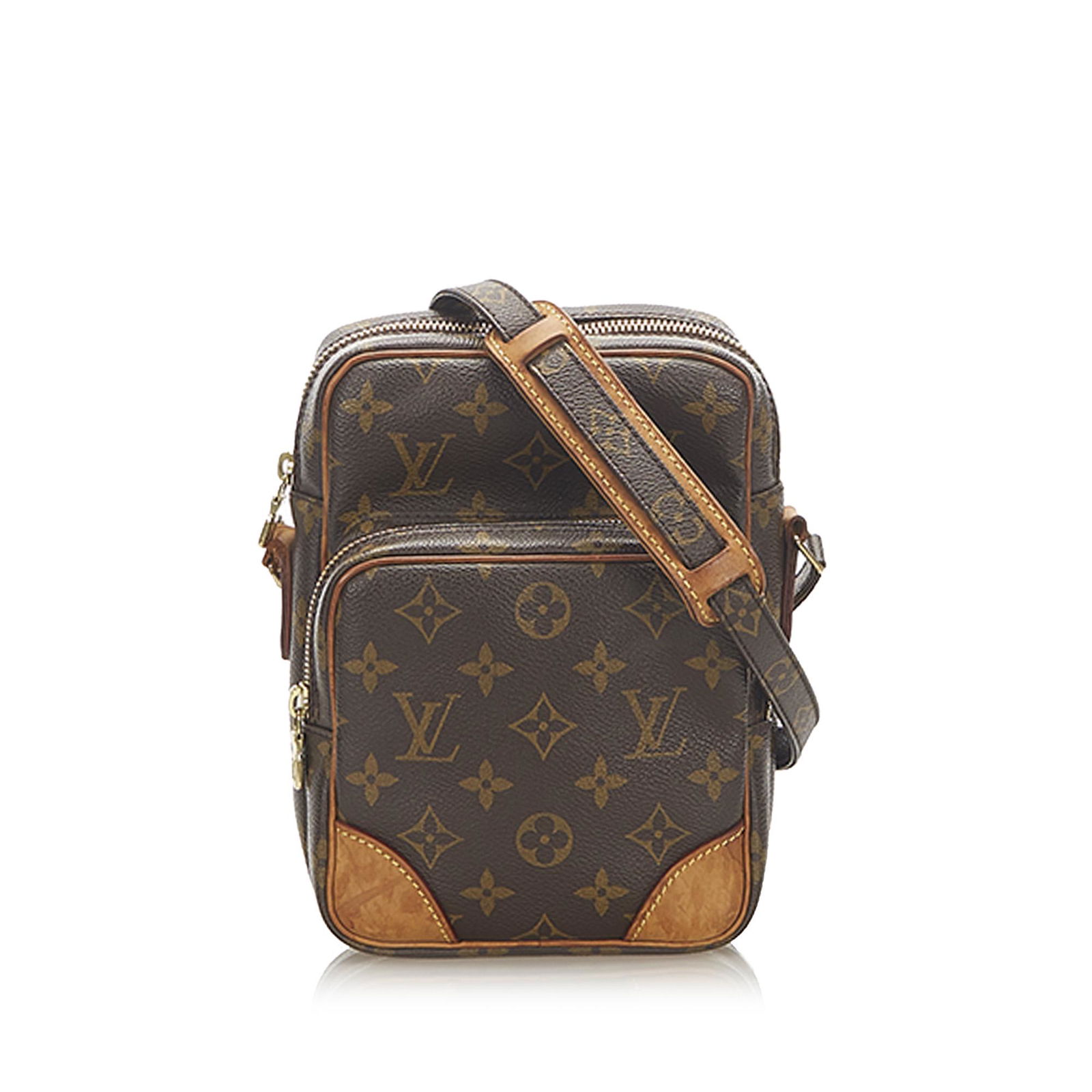Authentic Louis Vuitton Monogram Amazone: This item qualifies for FREE DOMESTIC SHIPPING to customers in the USA The Amazone features a monogram canvas body an exterior front zip pocket an adjustable shoulder strap a top zip closure and an in