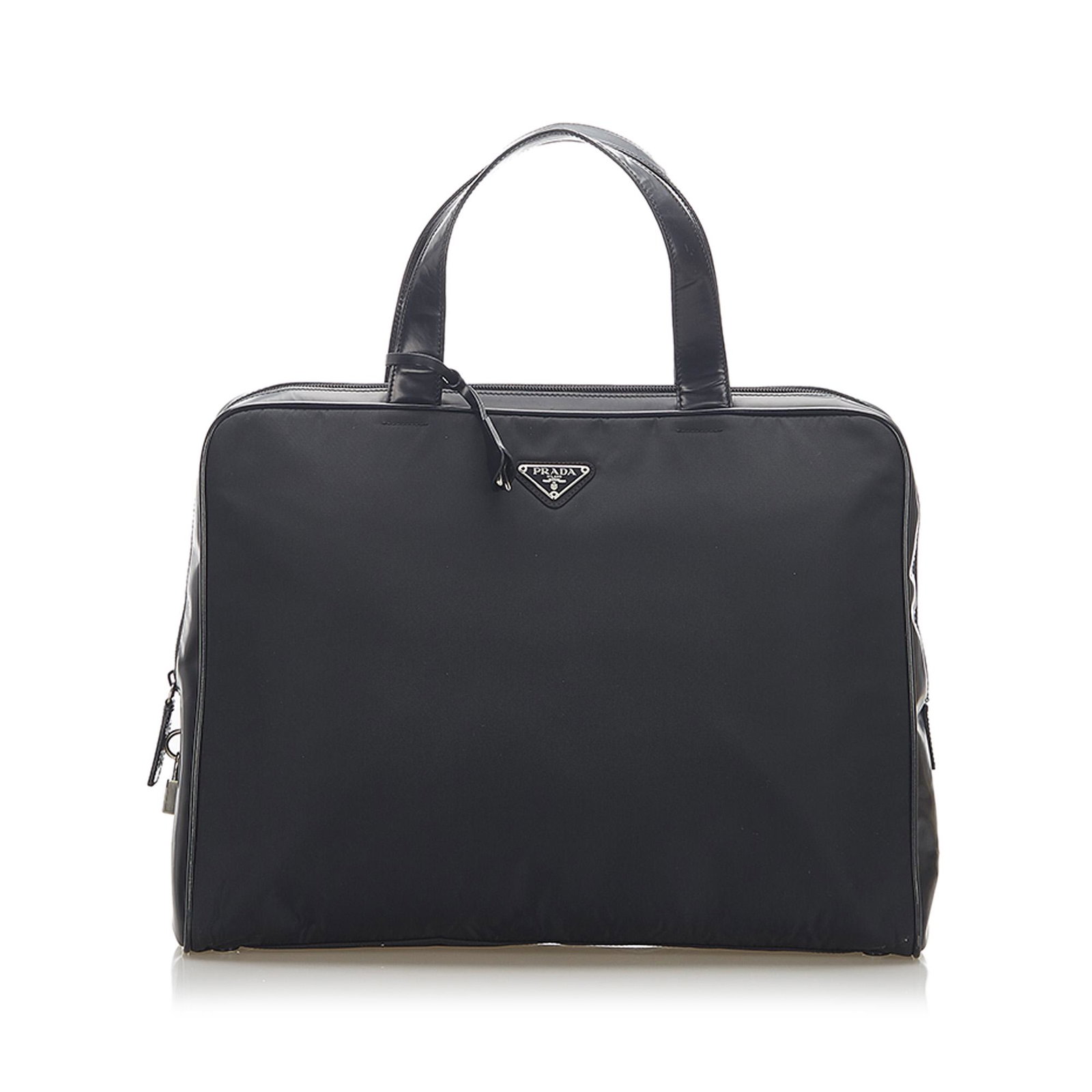 Authentic Prada Tessuto Business Bag: This item qualifies for FREE DOMESTIC SHIPPING to customers in the USA This business bag features a nylon body flat leather handles a top zip closure and an interior zip pocket. Brand: Prada Model: Te