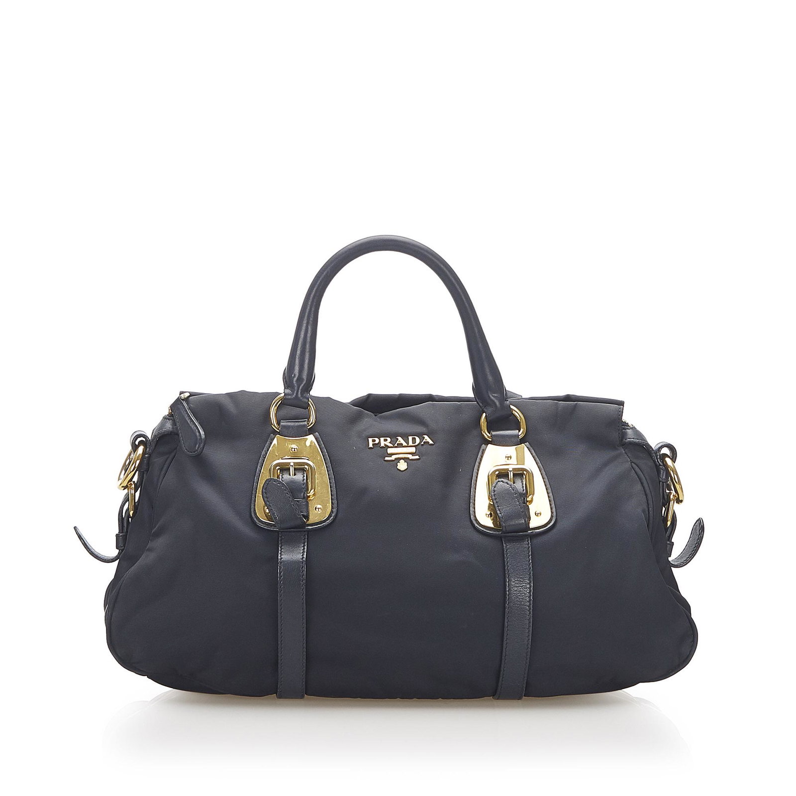 Authentic Prada Tessuto Satchel: This item qualifies for FREE DOMESTIC SHIPPING to customers in the USA This satchel features a nylon body with leather trim rolled leather handles a detachable flat leather strap a top zip closure and