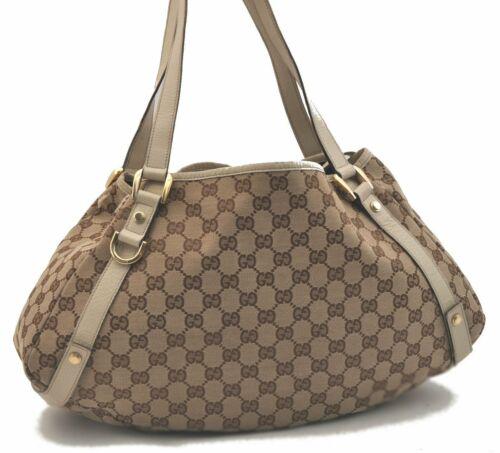 Authentic GUCCI Abbey Hand Bag GG Canvas Leather Brown: This item qualifies for FREE DOMESTIC SHIPPING to customers in the USA Brand: GUCCI Style: Hand Bag Country/Region of Manufacture: Italy Type: Hand Bag Serial Number: 1307363444 Department: Women Bag