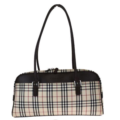 Authentic BURBERRY Logos Nova Check Shoulder Bag Canvas: This item qualifies for FREE DOMESTIC SHIPPING to customers in the USA Condition: \nPre-owned: An item that has been used or worn previously. See the sellerâ€™s listing for full details and descr