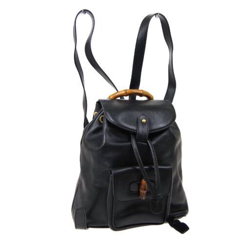 Authentic GUCCI Bamboo Line Backpack Hand Bag: This item qualifies for FREE DOMESTIC SHIPPING to customers in the USA Size: Medium Features: 2Way Bag Adjustable Strap Pockets Accents: Logo Color: Black Model: Backpack MPN: Does Not Apply Country/R
