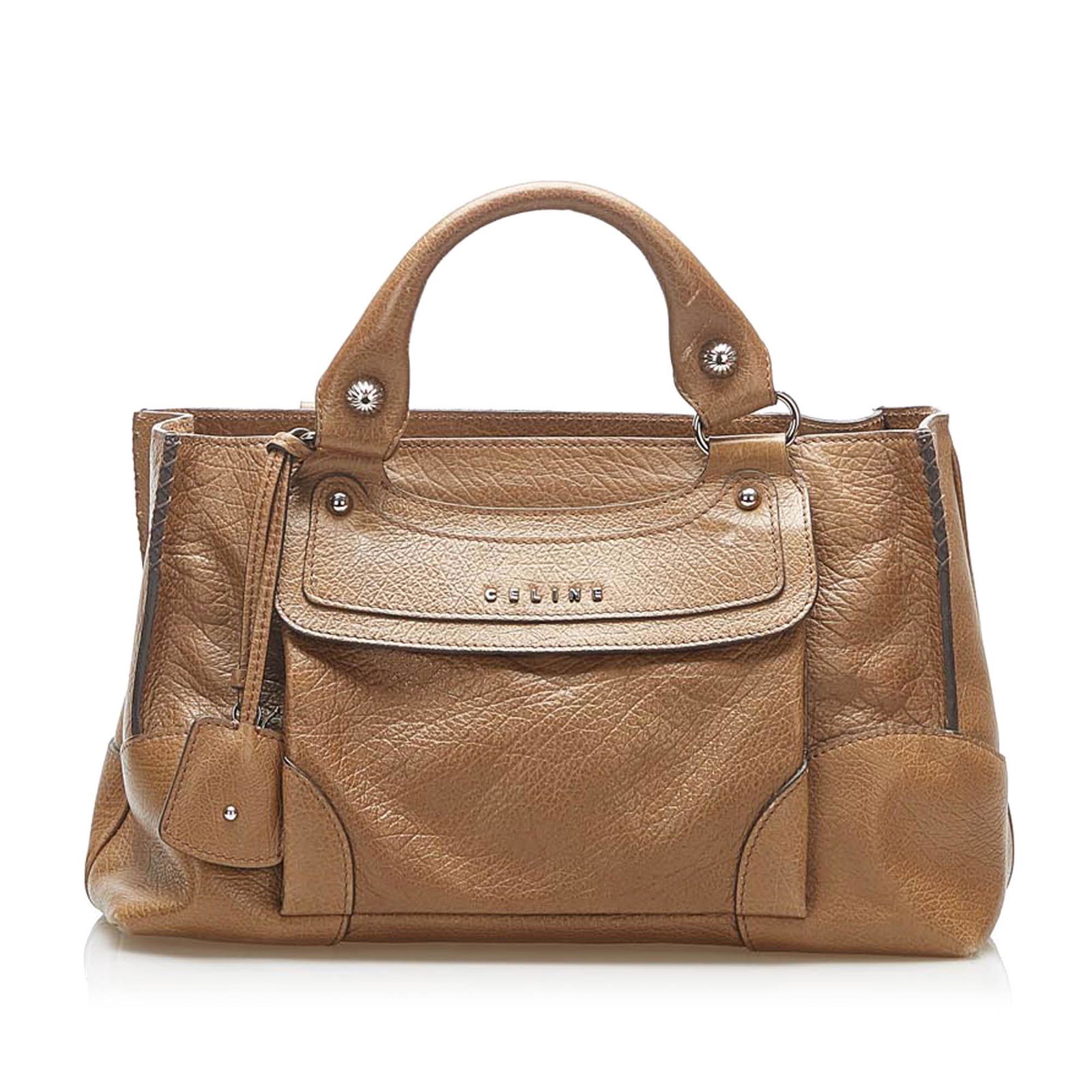 Authentic Celine Boogie Leather Handbag: This item qualifies for FREE DOMESTIC SHIPPING to customers in the USA The Boogie features a leather body an exterior front flap pocket rolled leather handles an open top an interior zip compartment a