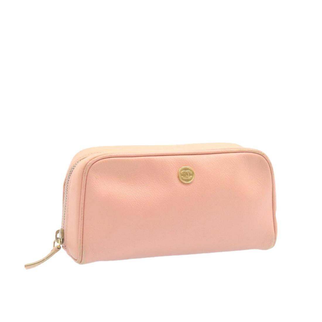 Authentic CHANEL Coco Button Pouch Pink Leather CC: This item qualifies for FREE DOMESTIC SHIPPING to customers in the USA Brand: CHANEL Style: Pouch Material: Leather Color: Pink Made In: Italy Size (Inches): W7.08 x H3.54 x D2.16inch(Approx) Exterior