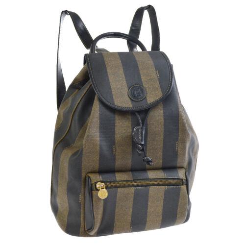 Authentic FENDI Pequin Pattern Backpack Hand Bag: This item qualifies for FREE DOMESTIC SHIPPING to customers in the USA Size: Medium Features: Adjustable Strap Inner Pockets Accents: Logo Color: Brown Black Model: FENDI Backpack MPN: Does Not Apply 