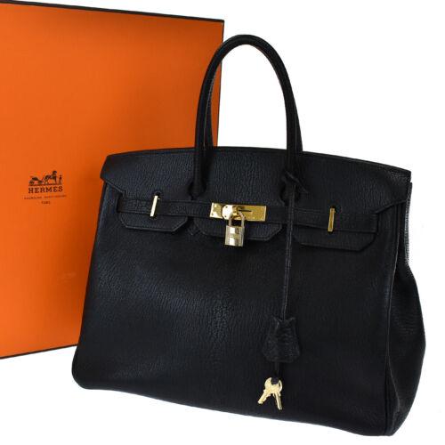 Authentic HERMES BIRKIN 35 HAND BAG CHEVRE LEATHER: This item qualifies for FREE DOMESTIC SHIPPING to customers in the USA Condition: Pre-owned: An item that has been used or worn previously. See the sellerâ€™s listing for full details and descrip