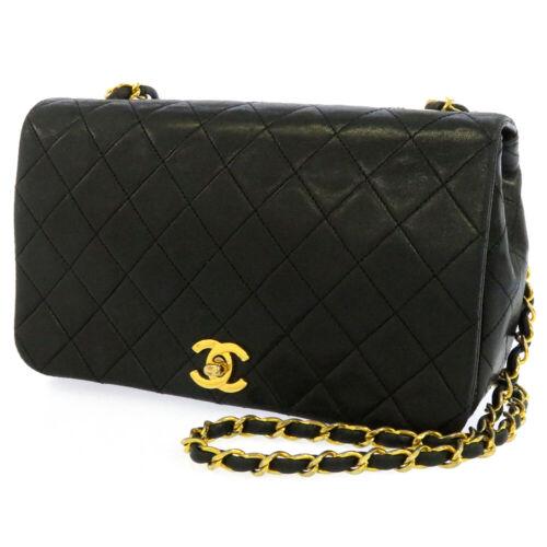 Authentic CHANEL Matelasse Lambskin Black Chain: This item qualifies for FREE DOMESTIC SHIPPING to customers in the USA Chain Length: (inch)43.3 Style: Shoulder Bag Approx Weight: 420g Color: Black Country of Manufacture: France Department: Women Br