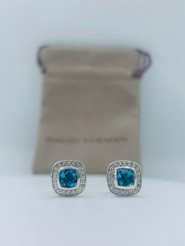 Authentic David Yurman Petite Albion Cable Earrings 5 x: This item qualifies for FREE DOMESTIC SHIPPING to customers in the USA Fastening: Push back Main Stone: Blue Topaz Theme: New albion 5 x 5m Metal: Sterling Silver Secondary Stone: Diamond Brand: David
