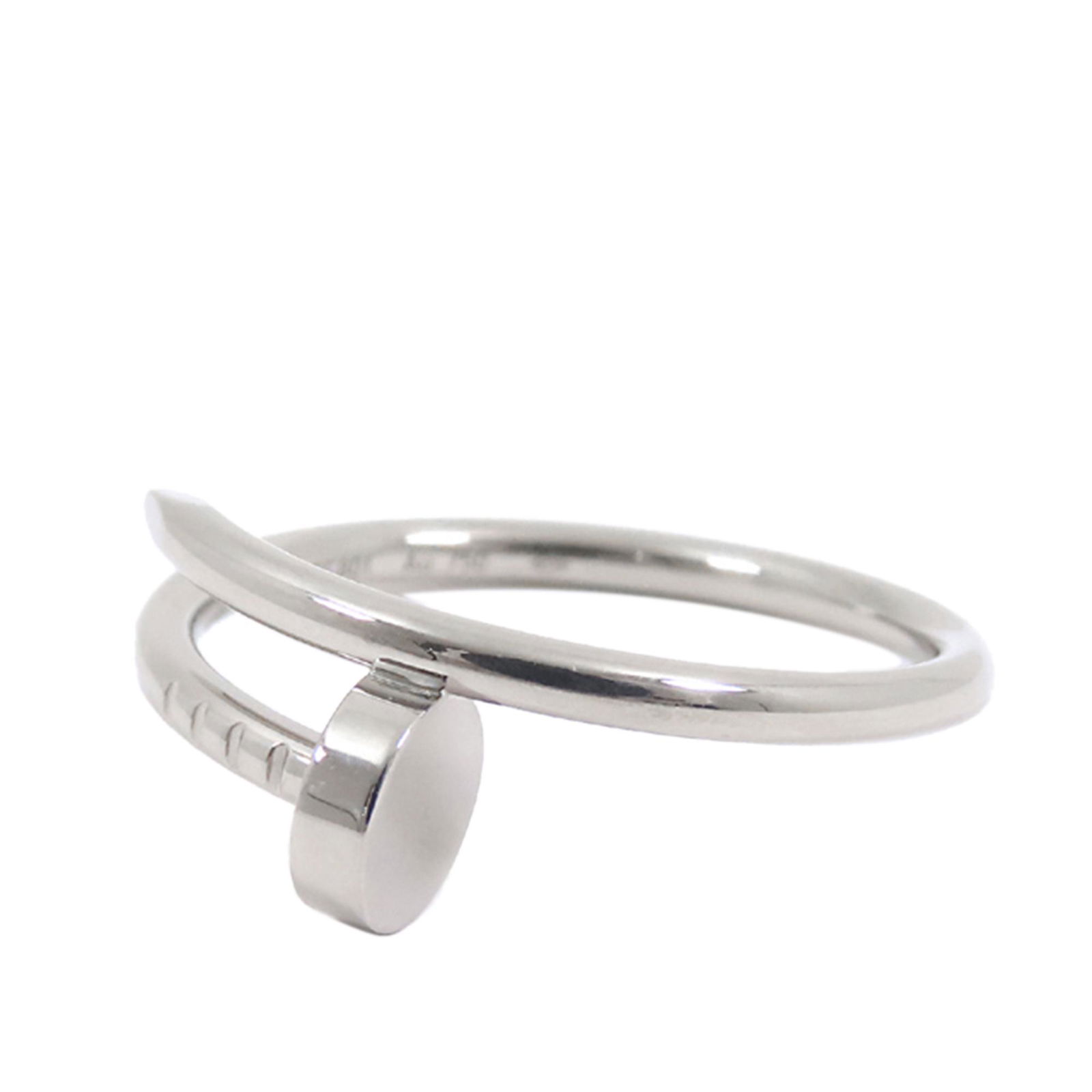 Authentic Cartier 18K Juste Un Clou Ring: This item qualifies for FREE DOMESTIC SHIPPING to customers in the USA This Juste Un Clou ring features an 18K white gold hardware. Weight about 3.7 g. Brand: Cartier Model: 18K Juste Un Clou Ring Ori