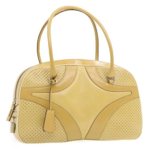 Authentic PRADA Leather Hand Bag Beige: This item qualifies for FREE DOMESTIC SHIPPING to customers in the USA Size: W34 x H21 x D15cm(Approx) Material: Leather Country/Region of Manufacture: Italy Color: Beige Department: Women Brand: PRAD