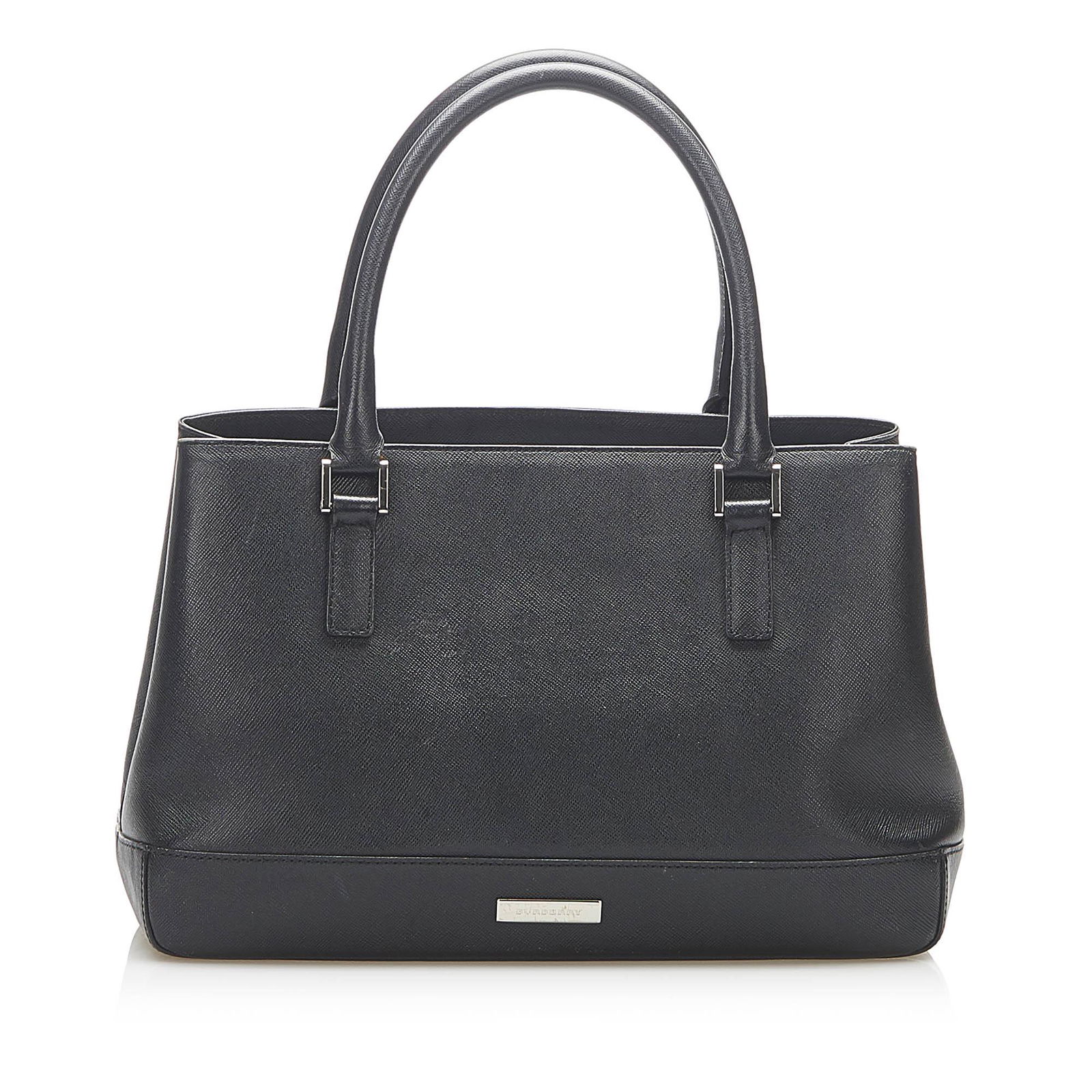 Authentic Burberry Leather Handbag: This item qualifies for FREE DOMESTIC SHIPPING to customers in the USA This handbag features a leather body rolled leather handles an open top and an interior zip and slip pockets. Brand: Burberry Mod