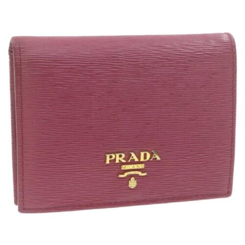 Authentic PRADA Leather Bifold Wallet Pink: This item qualifies for FREE DOMESTIC SHIPPING to customers in the USA Brand: PRADA Material: Leather Type: unknown Country/Region of Manufacture: INDIA Color: Pink Department: Woman UPC: Does not app