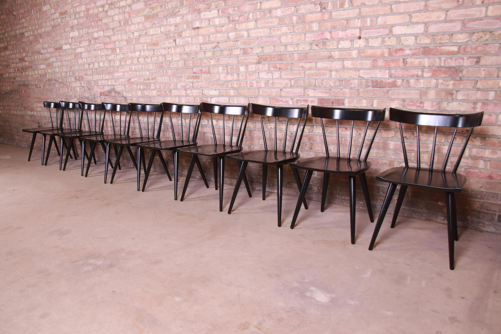 Paul McCobb Planner Group Mid-Century Modern Spindle: Please see Disclaimer for shipping cost estimates. An exceptional set of ten iconic mid-century modern spindle back dining chairs Designed by Paul McCobb for Winchendon Furniture "Planner Group" USA 1