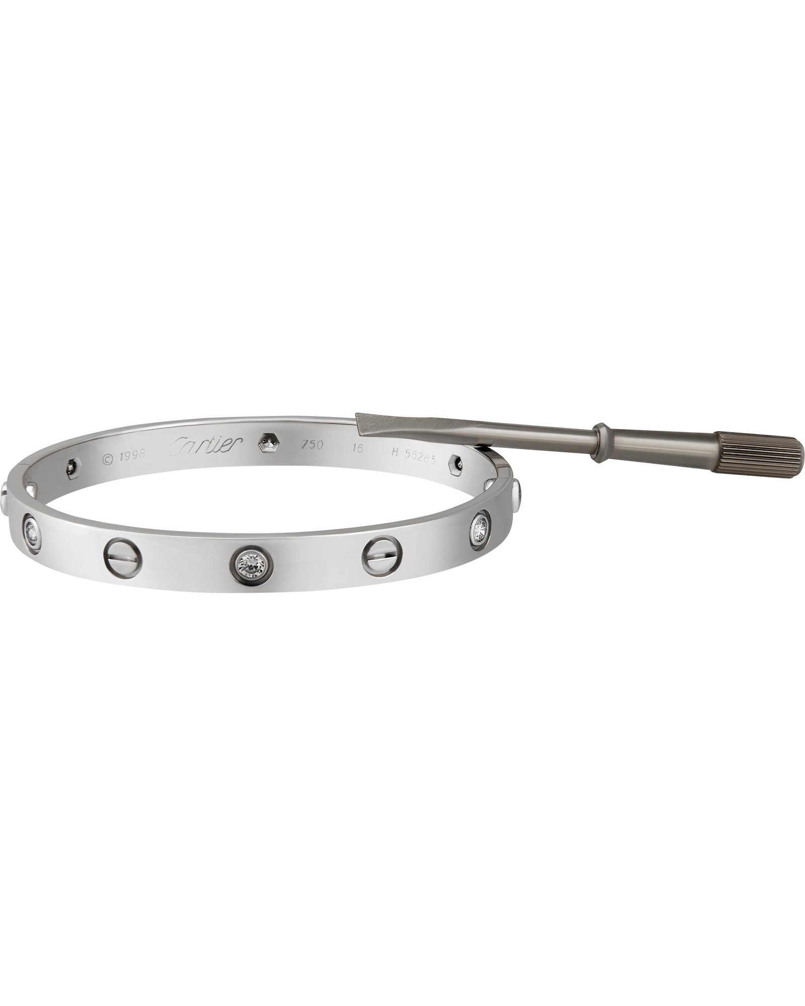 Cartier 18K White Gold 6 Diamond Love BraceletSerial: This item qualifies for FREE DOMESTIC SHIPPING to customers in the USA Weight: Diamond Weight: Gemstone: Gemstone Weight: 8200 The BIDHAUS Guarantee: Photos descriptions and estimates were prepared wi