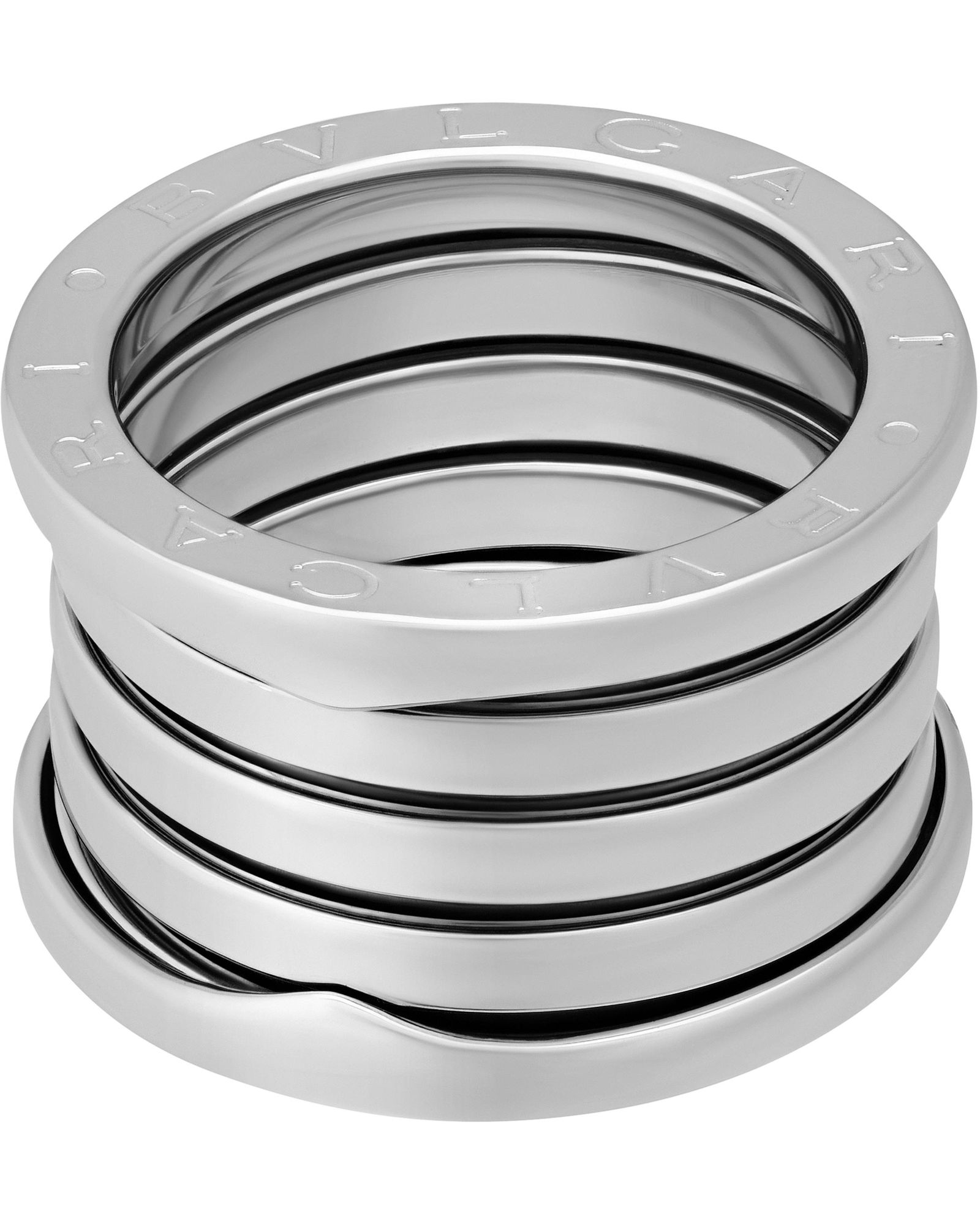 Bvlgari 18K White Gold 5-Band RingRing Size 5.75: This item qualifies for FREE DOMESTIC SHIPPING to customers in the USA Weight: Diamond Weight: Gemstone: Gemstone Weight: 650 The BIDHAUS Guarantee: Photos descriptions and estimates were prepared wit