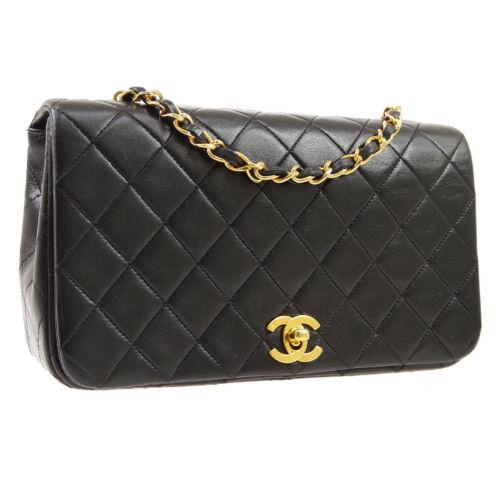 Authentic CHANEL Full Flap Quilted Chain Shoulder Bag: This item qualifies for FREE DOMESTIC SHIPPING to customers in the USA Size: Medium Pattern: Matelasse Accents: Lock Quilted Features: Non-Adjustable Strap Chain Strap Inner Pockets Model: Single Chai