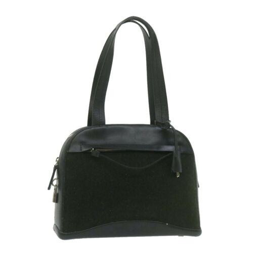 Authentic PRADA Leather Felt Hand Bag Black: This item qualifies for FREE DOMESTIC SHIPPING to customers in the USA Brand: PRADA Style: Hand Bag Color: Black Size: W28 x H22 x D7cm(Approx) Material: Felt / Leather Country/Region of Manufacture: 